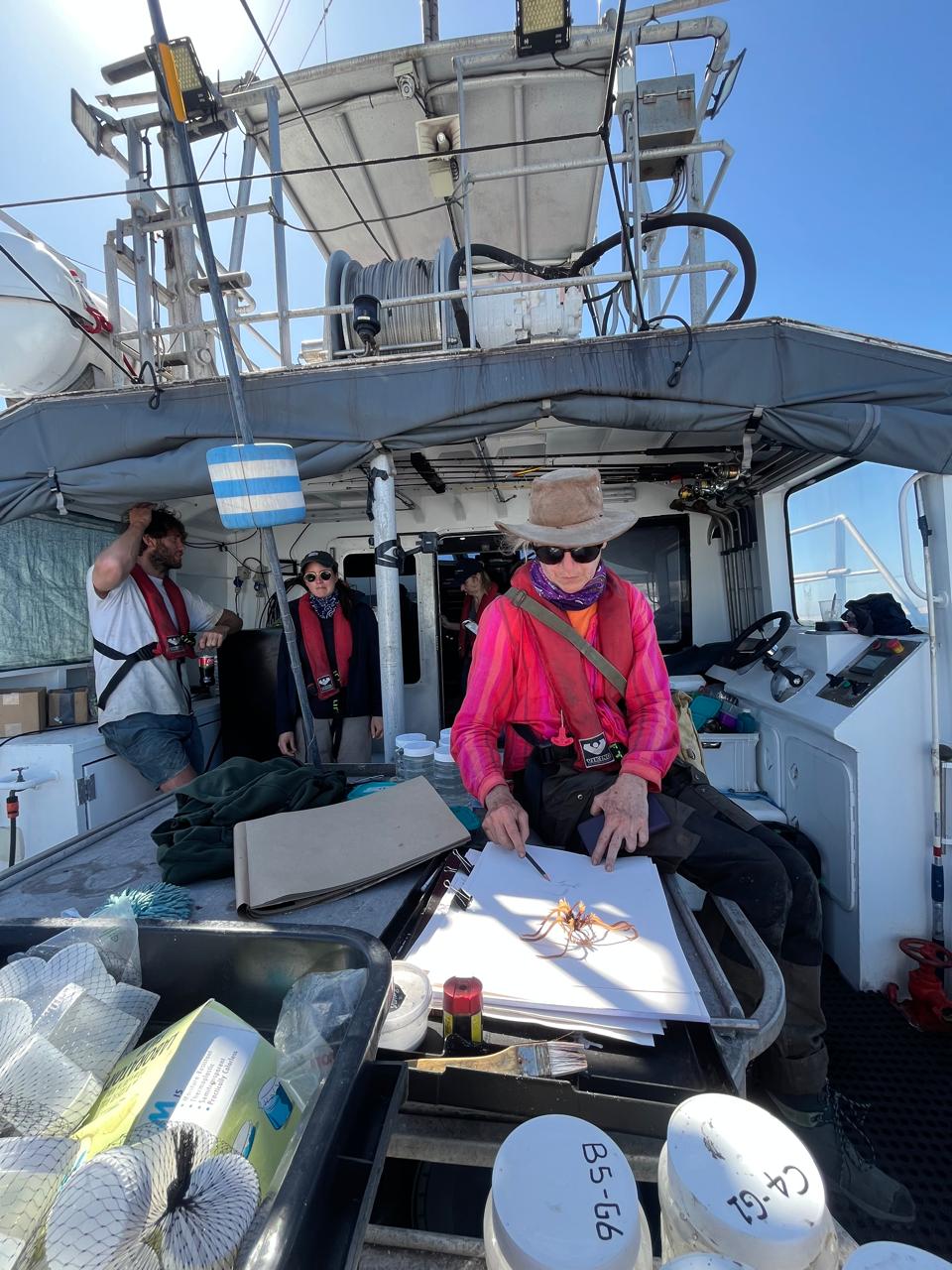 Naomi Hart sketching on board Observer South Africa.jpg