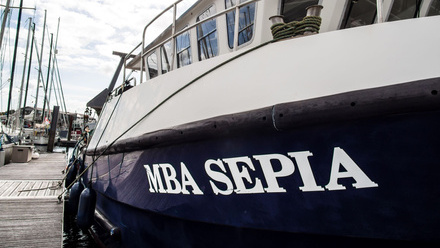 One of the MBA's research vessels; MBA Sepia